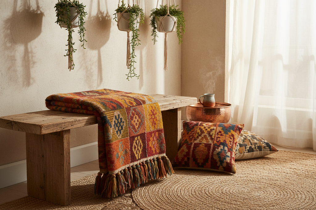 Patchwork Decke Gefaltet