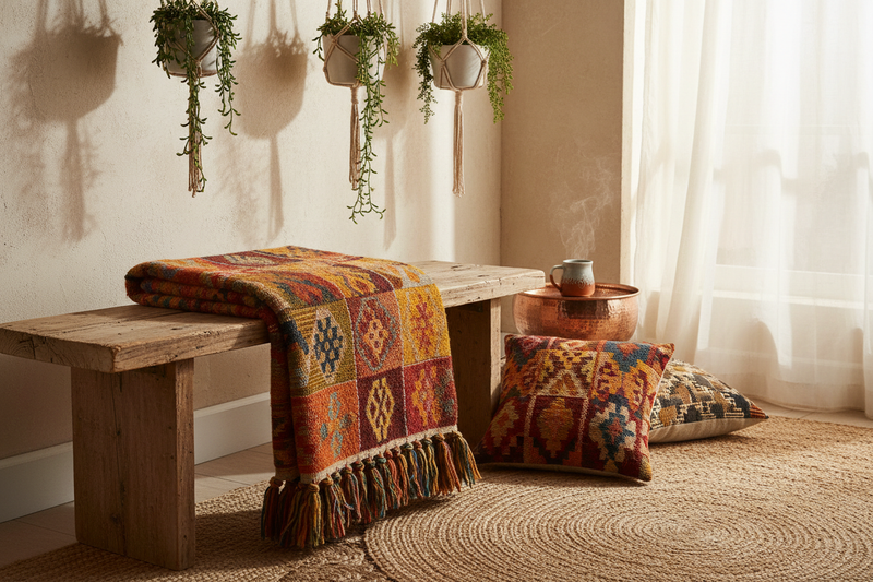 Patchwork Decke Gefaltet