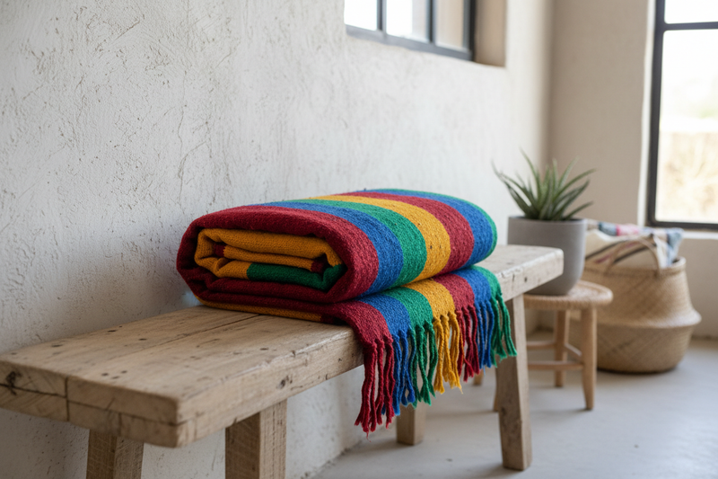 Kilim Stripe Decke Gefaltet