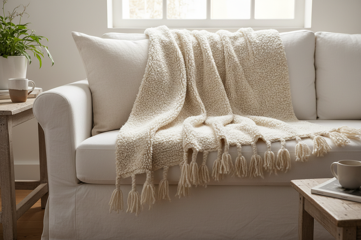Fluffy White Decke Lifestyle